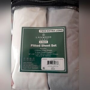 New 4 Pack Sheet Set-Twin Extra Long Fitted Sheet Set - 2White and 2Gray…